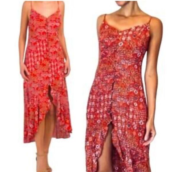 Abel the Label red bandana Lola Jaase high low dress anthropologie - Picture 1 of 14